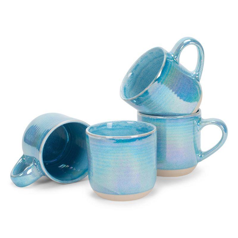 Blue Glossy Ceramic 12 oz Microwave Safe Mug Set