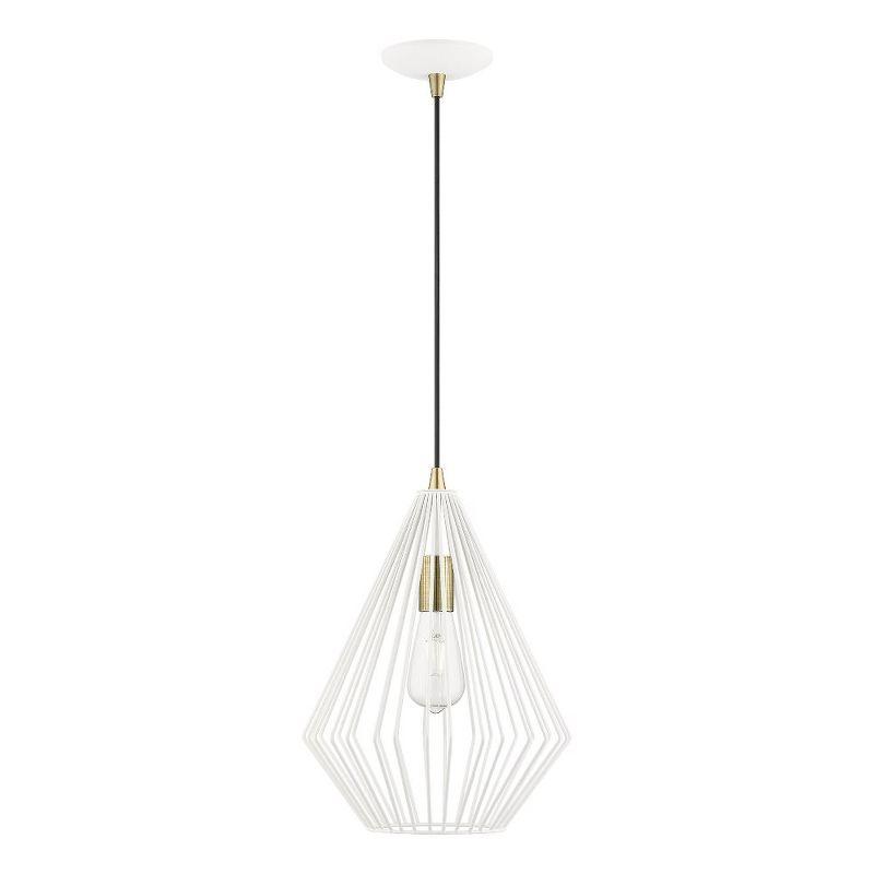 Linz Textured White and Antique Brass 1-Light Island Pendant