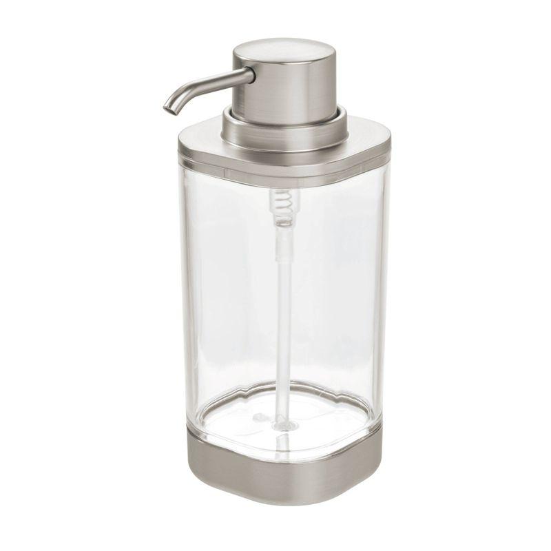 iDesign iDesign Hand Soap Dispenser - Refillable Liquid Soap Dispenser, Clear/Brushed Nickel