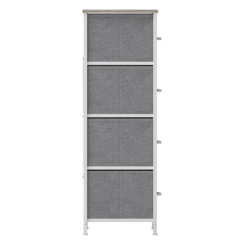 Malone 4 Drawer Vertical Storage Dresser with Wood Top & Fabric Pull Drawers