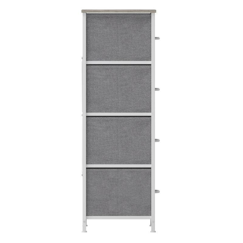 Flash Furniture 4 Drawer Wood Top Cast Iron Frame Vertical Storage Dresser with Easy Pull Fabric Drawers