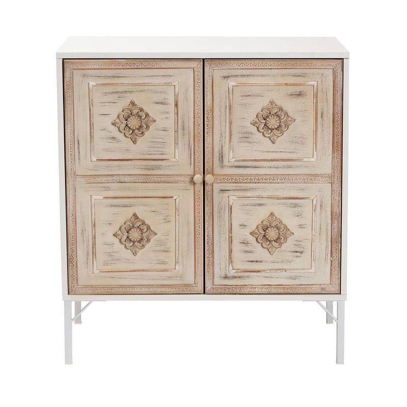 Favian Two-Tone Floral Embellished Wood and Metal Sideboard