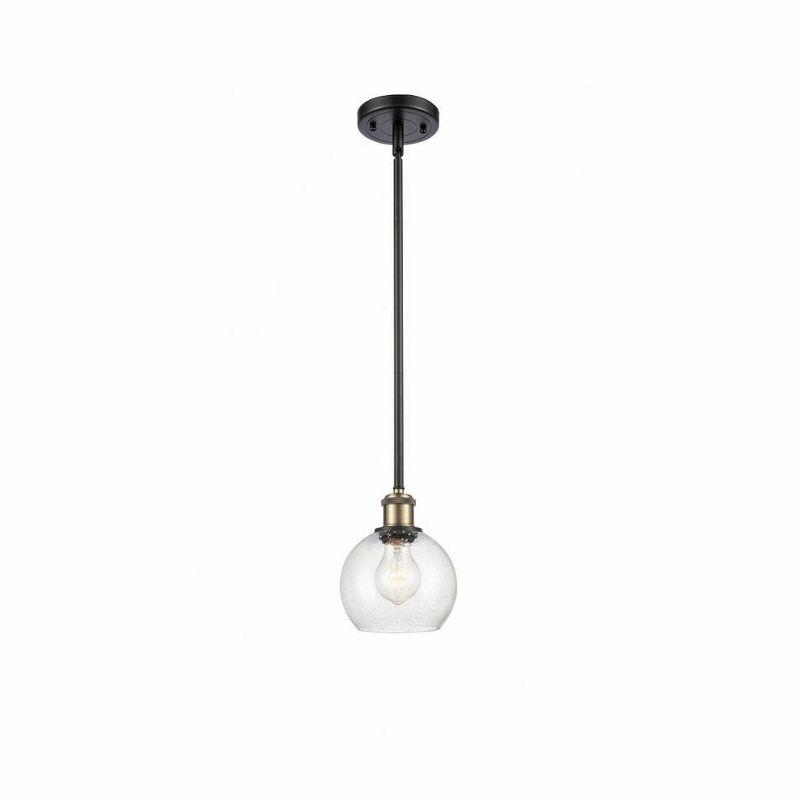 Athens Black Antique Brass Mini Pendant with Seedy Glass Shade