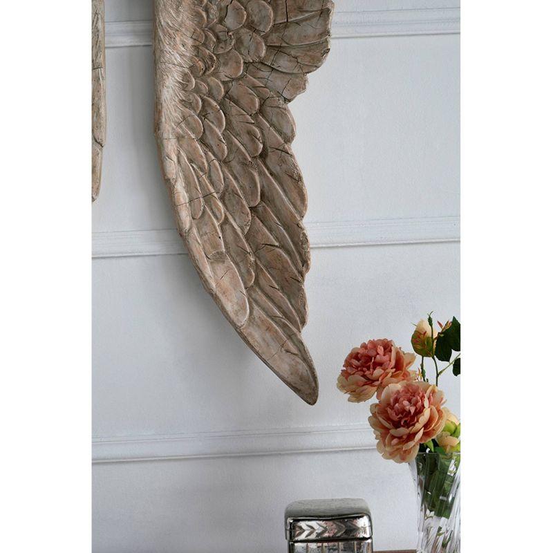 Set of 2 Soar Angel Wings Wall Arts Natural - A&B Home: Transitional Style, MDF, Vertical Orientation, Mixed Media, Includes Hardware