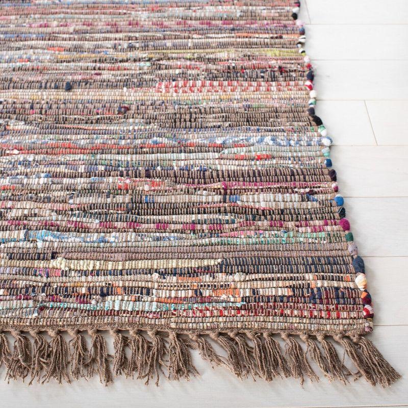 Rag Rug RAR121 Hand Woven Indoor Area Rug - 6'x6' - Rust/Multi - Safavieh