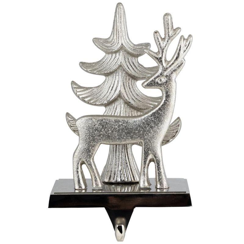 Silver Reindeer and Pine Tree Christmas Stocking Holder