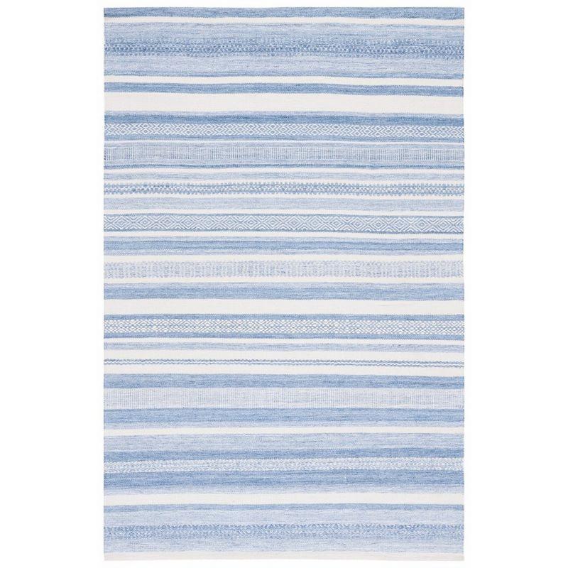 Striped Kilim STK425 Hand Woven Area Rug - Blue/Ivory - 4'x6' - Safavieh.