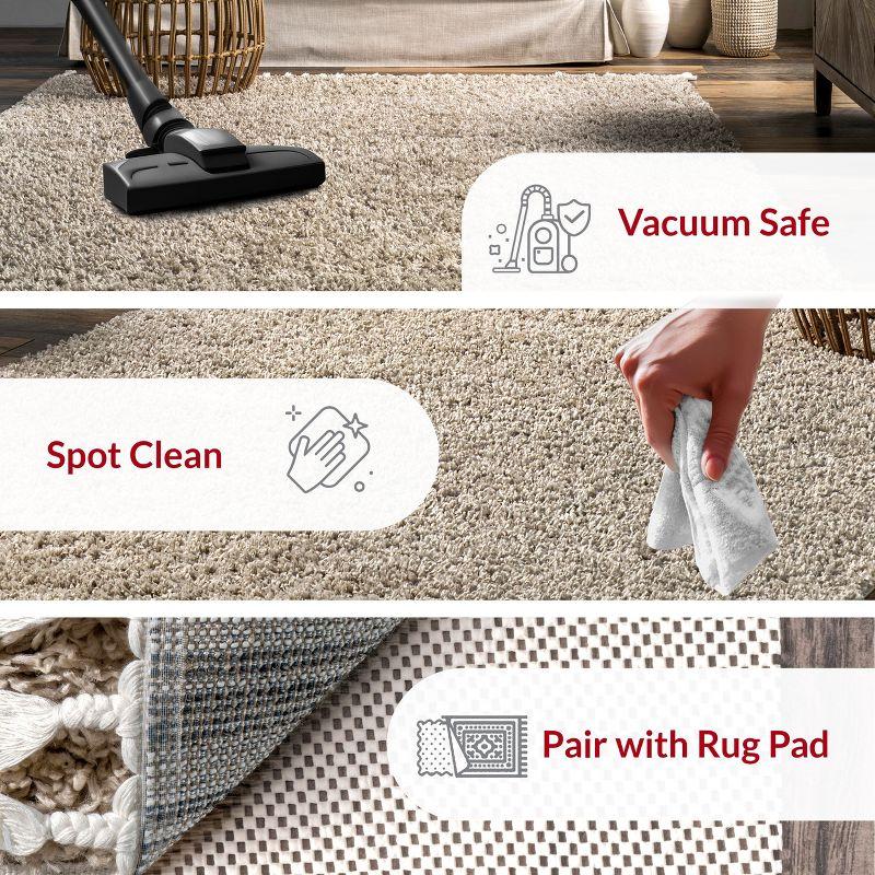 Nuloom Neva Solid 5x8 Shag Indoor Area Rug for Living Room Bedroom Dining Room Nursery, Beige/Ivory