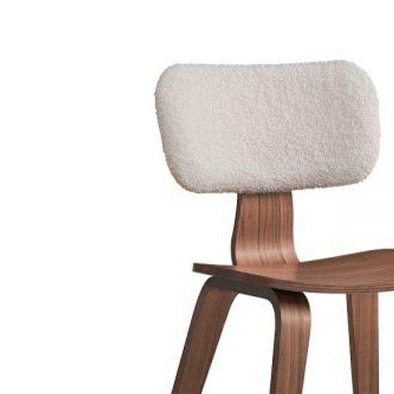 Casson Side Chair (Set-2), White Boucle & Walnut Finish (Set of 2)