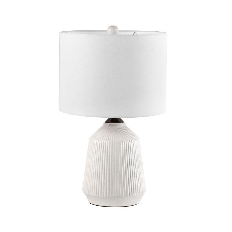 Ivory Ceramic Table Lamp with Linen Drum Shade