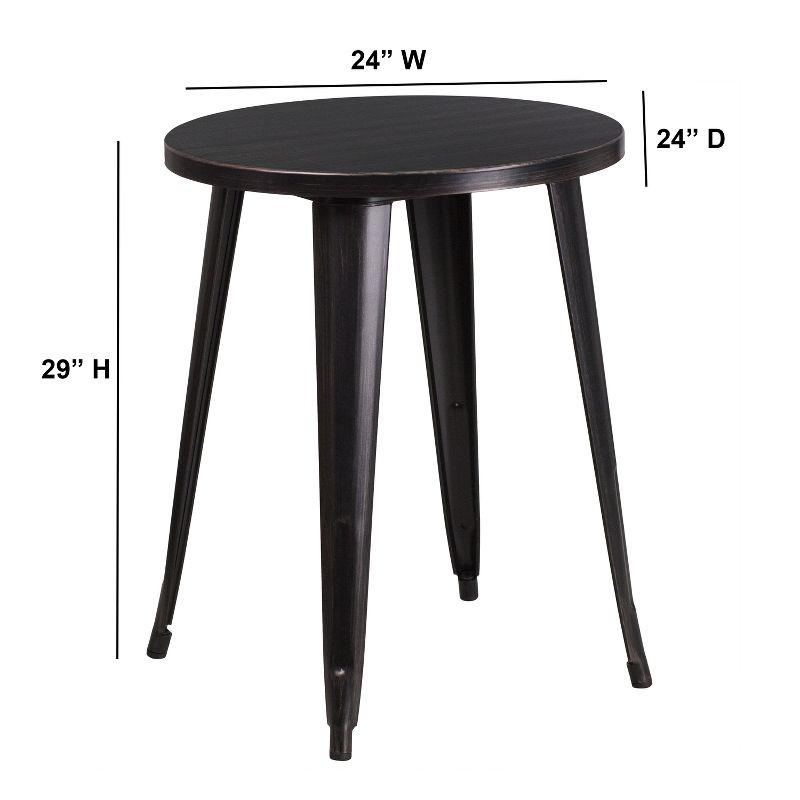 Flash Furniture Commercial Grade 24" Round Black-Antique Gold Metal Indoor-Outdoor Table