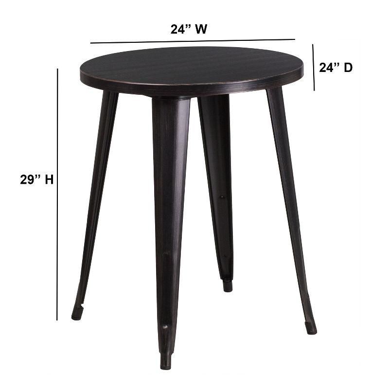 24'' Round Black Metal Indoor-Outdoor Dining Table