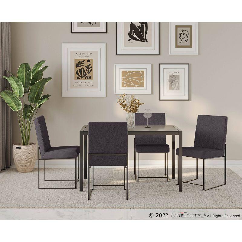 Set of 2 Highback Fuji Polyester/Steel Dining Chairs Black/Charcoal - LumiSource: Modern Kitchen & Room Seating, Foam Padded