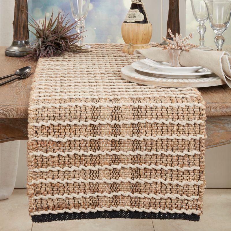 Saro Lifestyle Rope Knotwork Design Table Runner, Beige, 16"x72"