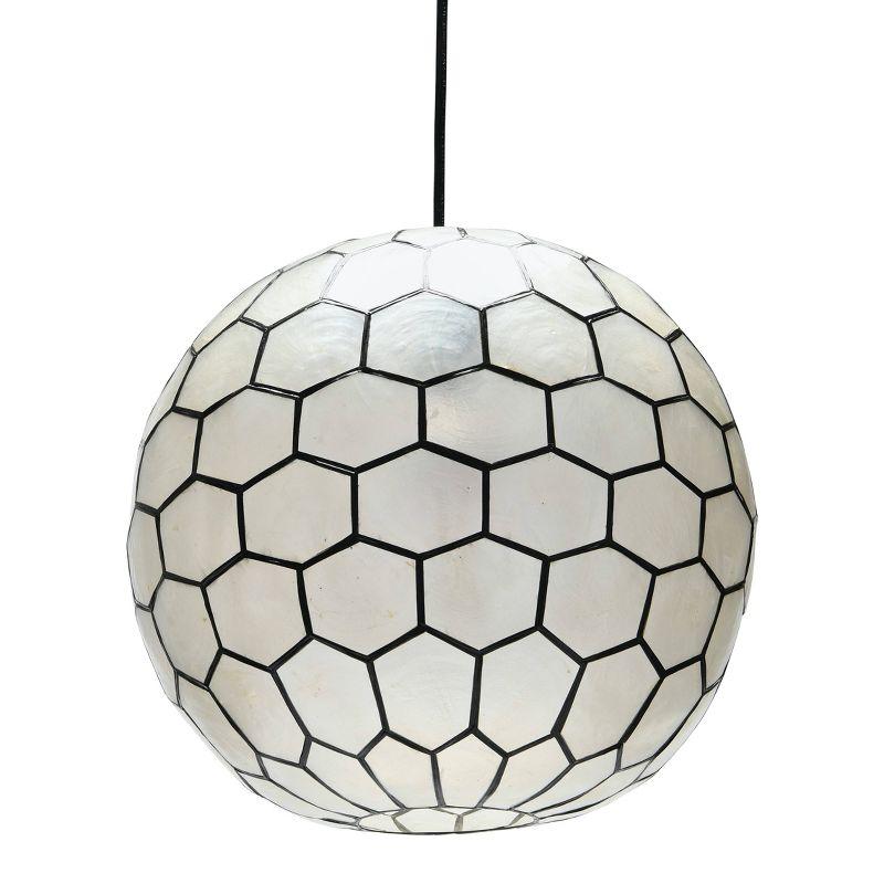 Storied Home Capiz Honeycomb Globe Pendant Light Capiz White Seashells