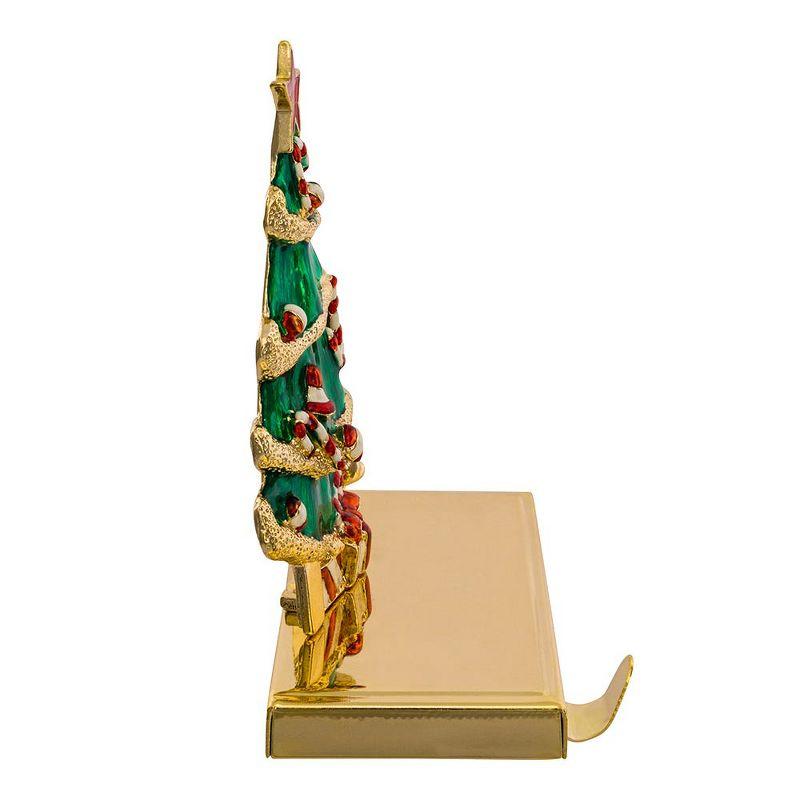 Gold and Green Christmas Tree Stocking Hanger with Ornaments