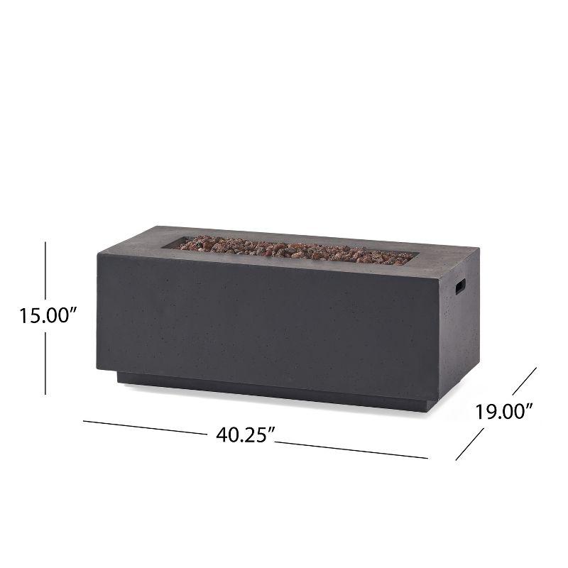 GDFStudio Hearth Outdoor 40,000 BTU Lightweight Concrete Rectangular Fire Pit Table, Dark Gray