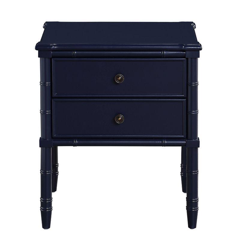 Comfort Pointe Ellison Nightstand Midnight Blue: Coastal Style, 2 Drawers, MDF & Poplar Frame, 25"H x 23"W