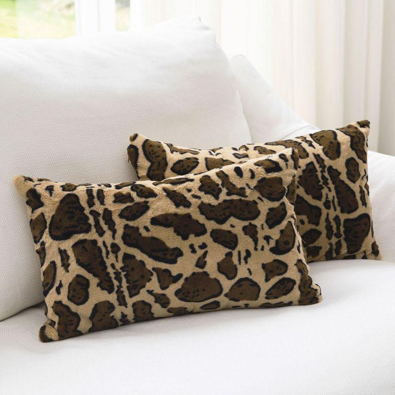 Cheer Collection Animal Print Faux Fur Throw Pillow (Set of 2)