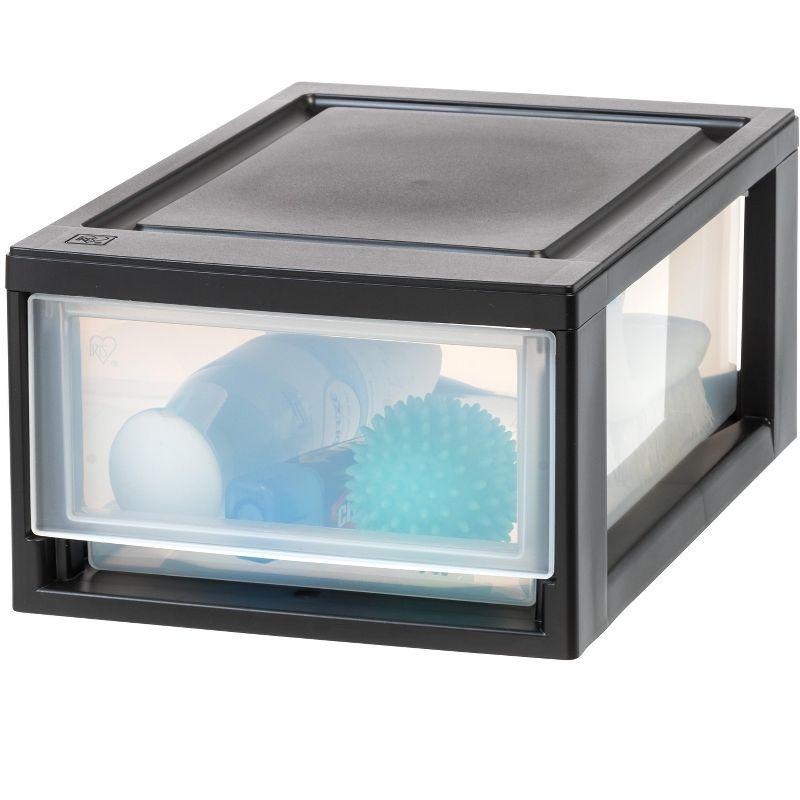 IRIS USA 4Pack 6qt Plastic Compact Stackable Storage Drawers, Black