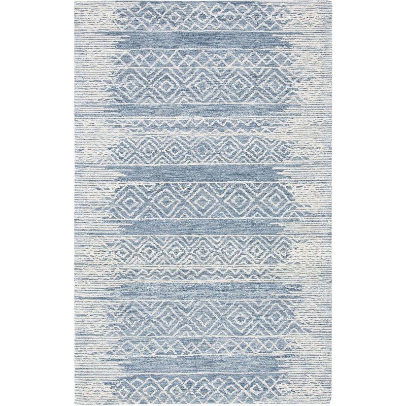 Blossom Elegance Blue Floral Hand-Tufted Wool Area Rug - 4' x 6'