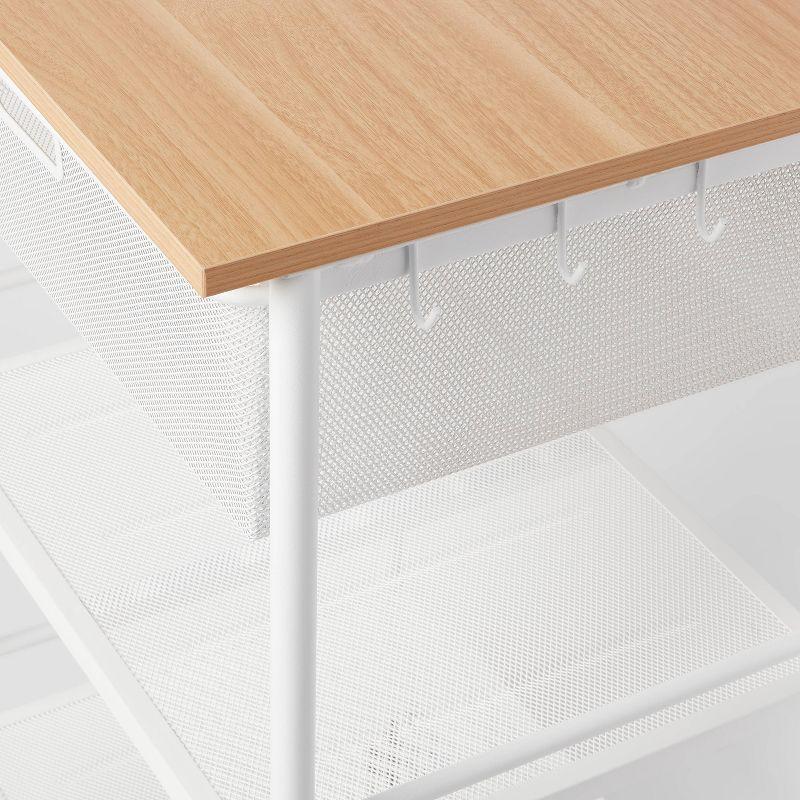 Metal Storage Cart with Mesh Drawer and Wood Top - Brightroom™