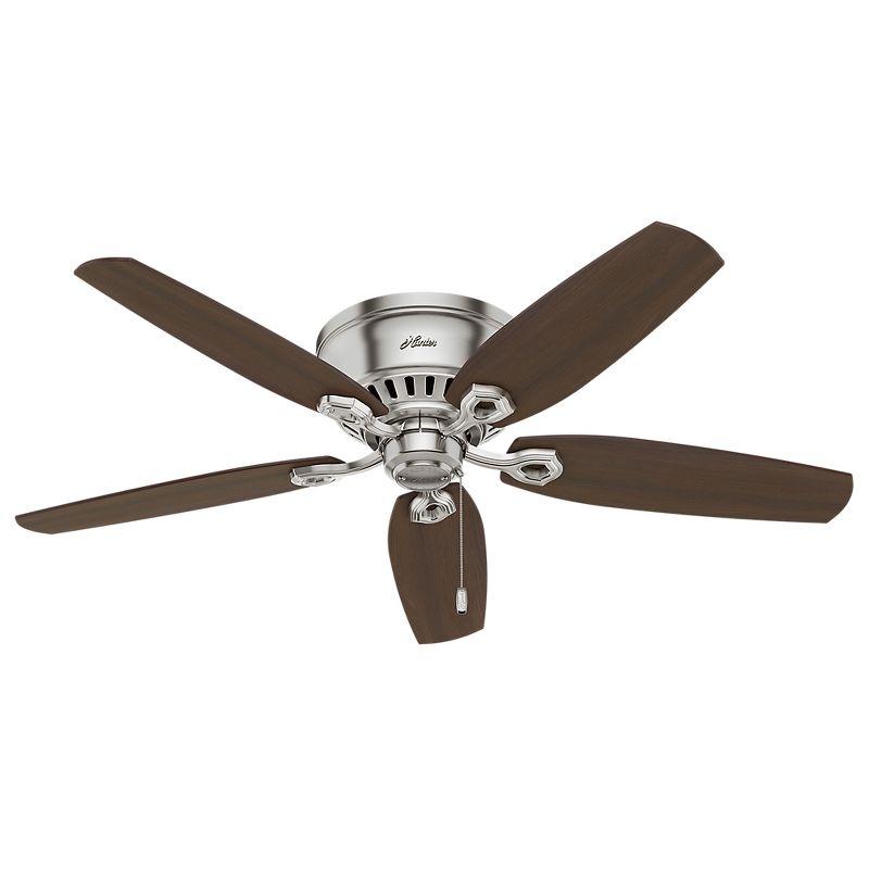 Builder Low Profile 52" 5 - Blade Flush Mount Ceiling Fan with Lights and Pull Chains