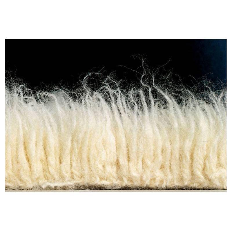 Ebern Designs Aaiden Flokati Wool Shag Hand Loomed Ivory Rug