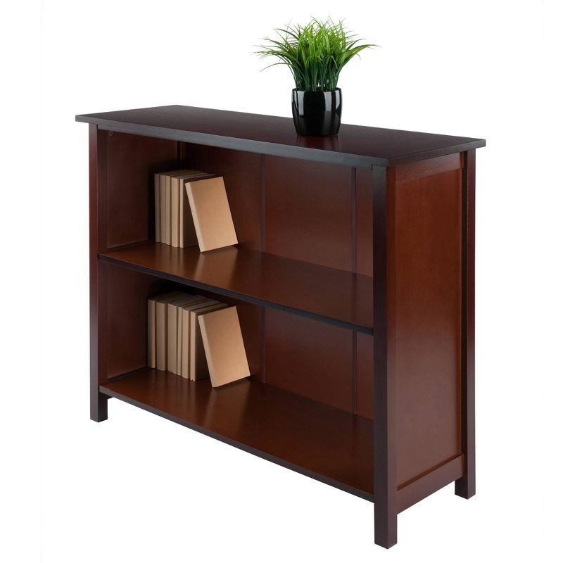 30" 3 Tier Milan Storage Shelf or Bookshelf Long Walnut - Winsome: Fixed Shelves, Wood Composite