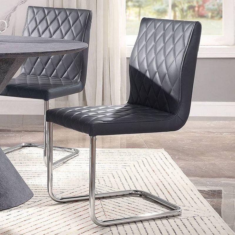 Gray Upholstered Metal Side Chair with High Back