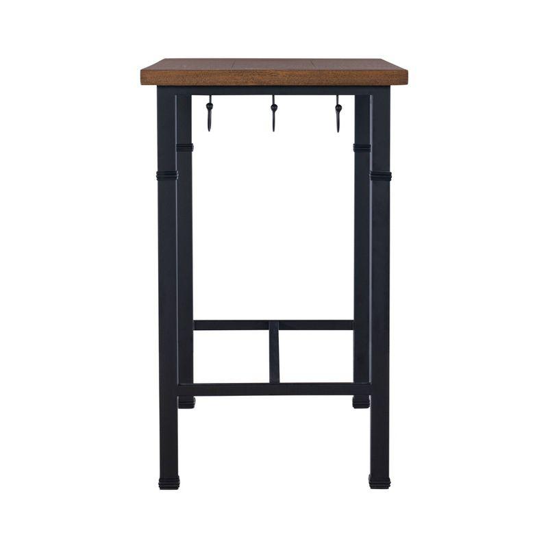 3pc Austin Faux Leather Stools Wood Pub Dining Set Metal/Black - Linon: Counter Height, Padded Seating