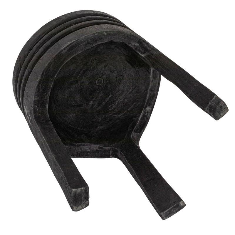 Storied Home Wood Carved Accent Table Matte Black