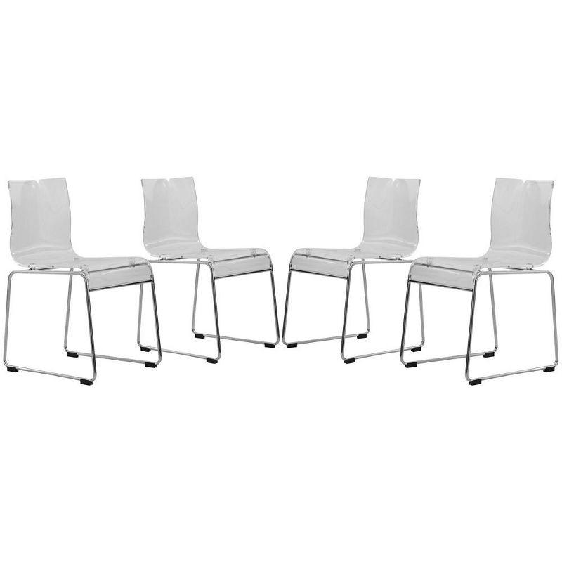 LeisureMod Lima Modern Acrylic Chair, Set of 4 in Clear