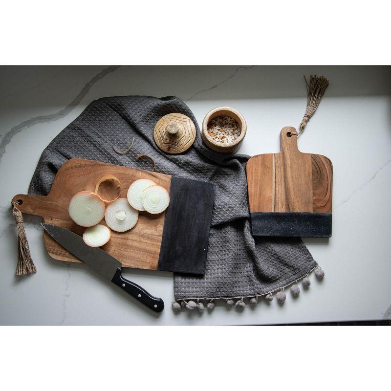 Small Black Wood, Marble & Jute Cutting Board - Foreside Home & Garden