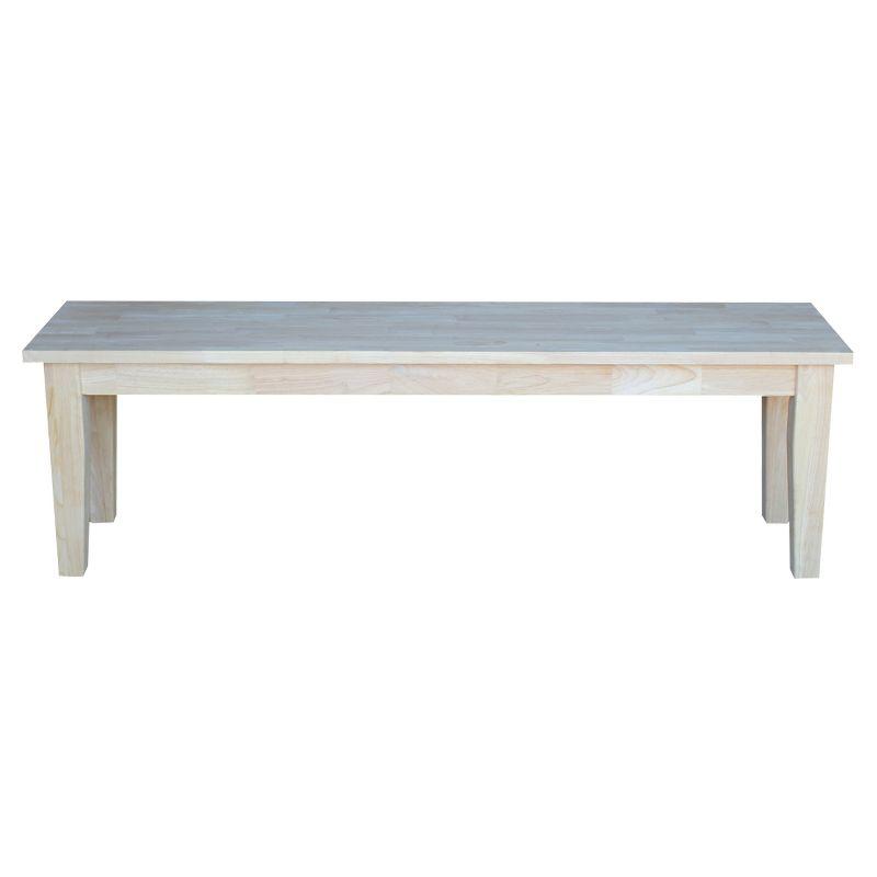 60" Shaker Style Bench Unfinished - International Concepts: Solid Parawood, Rectangle, 400lb Capacity