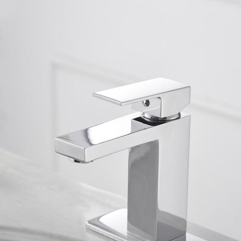 BWE Single Handle Single Hole Low-Arc Bathroom Faucet with Supply Line