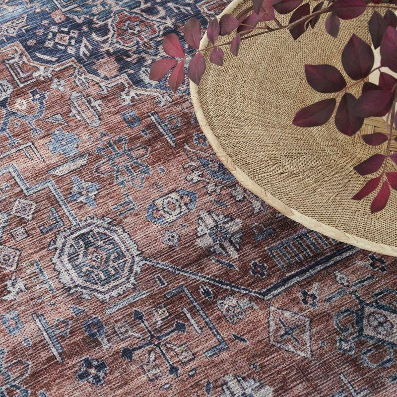 Nourison Washable Brilliance 7'10" x 9'10" Blue/Multi Vintage Indoor Rug