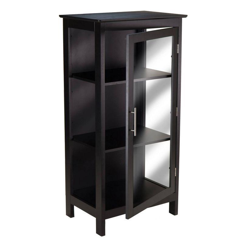 Poppy Display Curio Cabinet with Glass Door Wood/Black - Winsome: Tempered Glass, 3 Fixed Shelves, Metal Handle