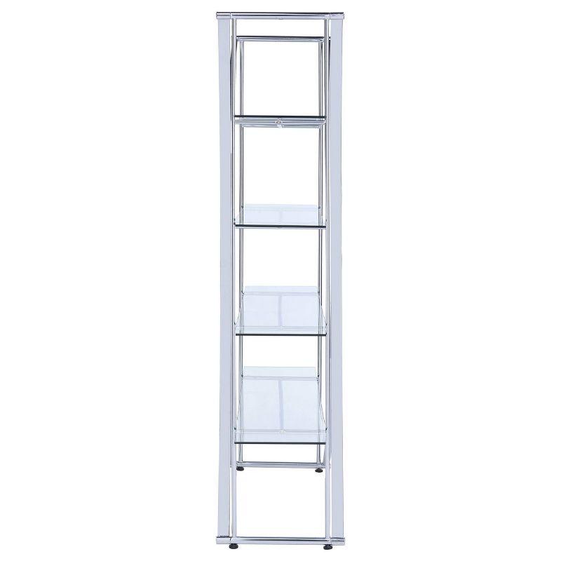 72.5" Contemporary 4 Shelf Bookcase with Glass Shelves Chrome - Coaster