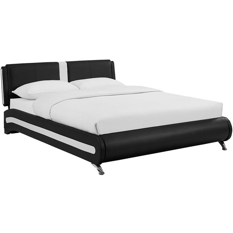 Camden Isle Carlton Black Faux Leather Upholstered Queen Bed