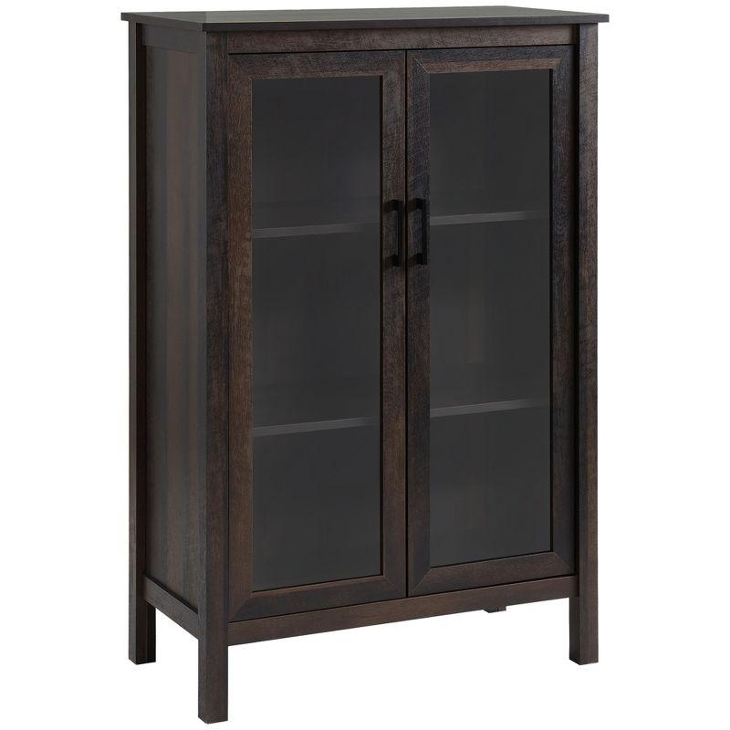 HOMCOM Sideboard Buffet Cabinet, Kitchen Storage Cabinet, Accent Cabinet with Double Glass Doors and Adjustable Shelves, Brown