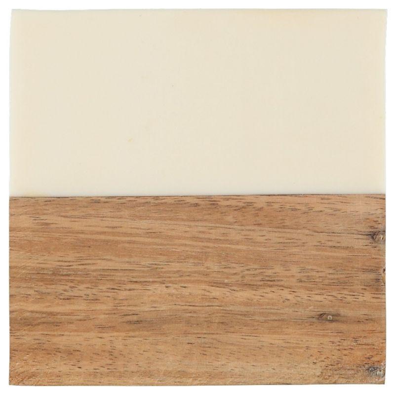 Ivory and Wood Square Coaster Set of 4