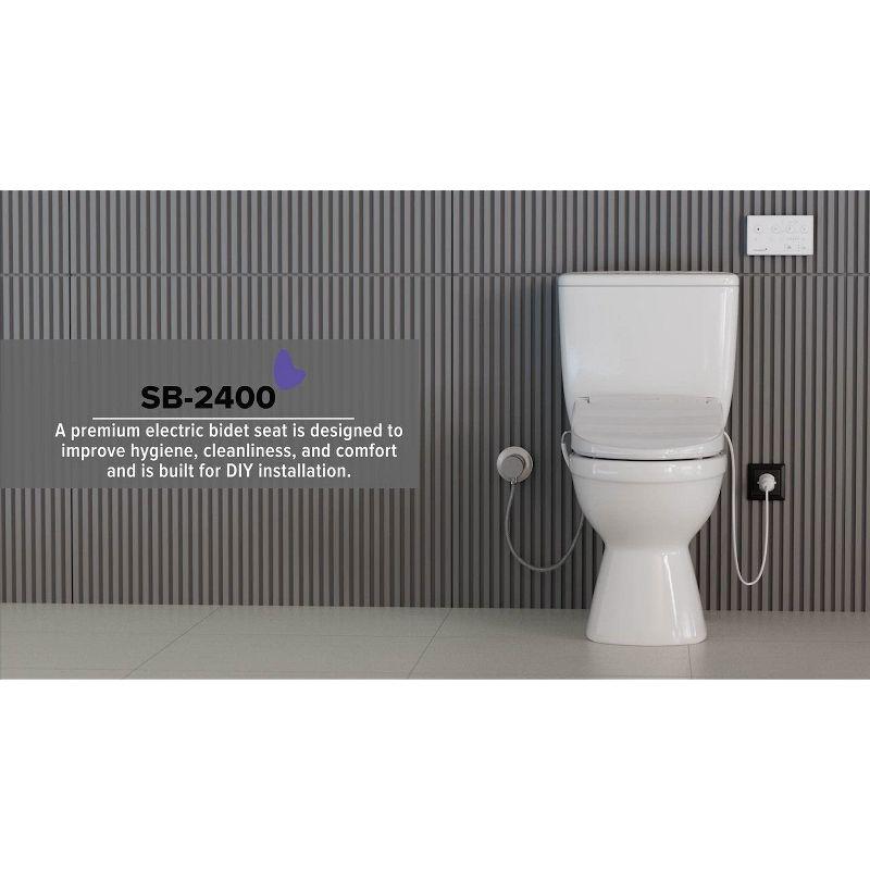 SB-2400ER Electric Bidet Toilet Seat for French Curve and Elongated Toilets White - SmartBidet: Heated, Polypropylene with Warmer Function