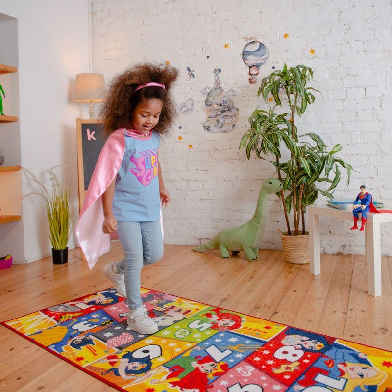 Justice League Girls Hopscotch Educational Play Rug 72 x 31 in