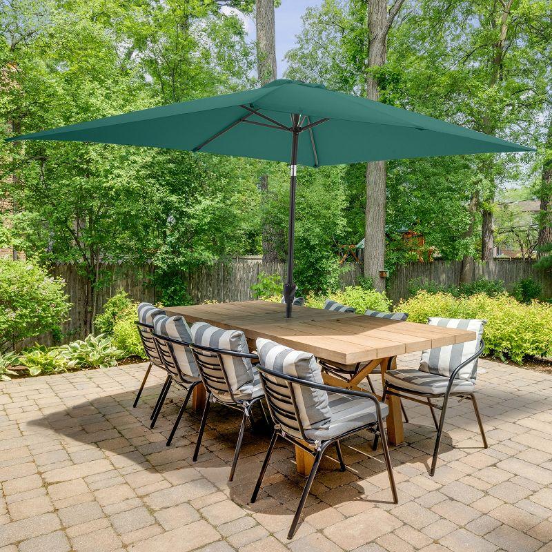 Pure Garden 10-ft Rectangular Patio Umbrella - Easy Crank Sun Shade with Push Button Tilt for Outdoor Furniture, Deck, Backyard, or Pool