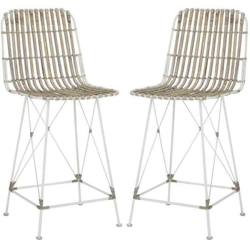 Minerva Wicker Counter Stool (Set of 2)  - Safavieh