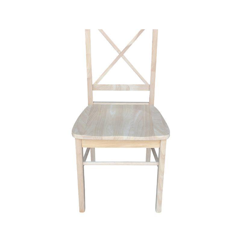 Set of 2 White Cross Back Solid Wood Dining Chairs