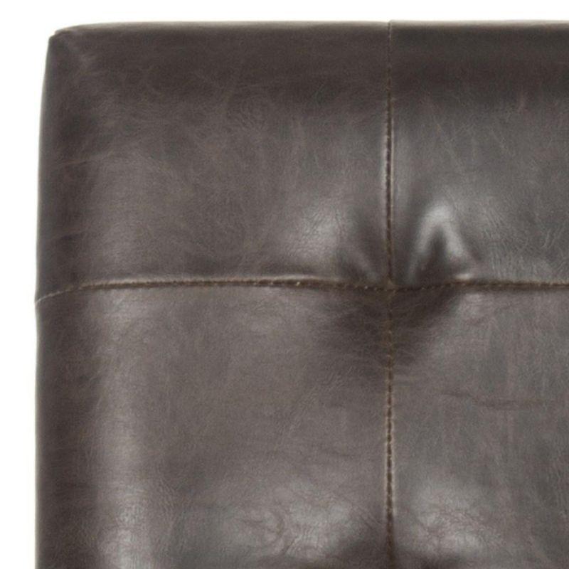 Thompson 23.9" Leather Counter Stool W/ Silver Nailheads - Antique Brown - Safavieh