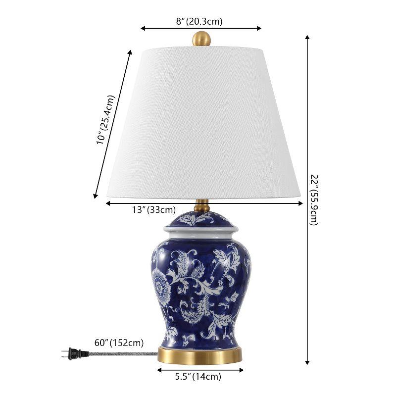 JONATHAN Y Penelope 22" French Country Cottage Ceramic/Iron Chinoiserie Ginger Jar LED Table Lamp, Navy/White