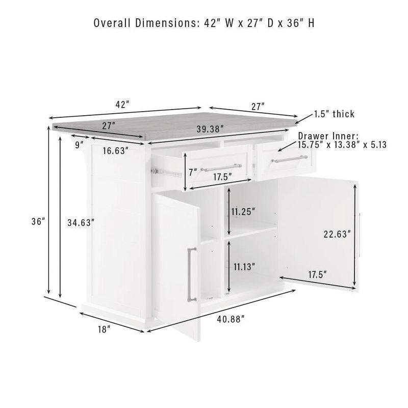 Crosley Bartlett Wood Top Kitchen Island White/Walnut: Traditional Style, Adjustable Shelves, Storage Cart